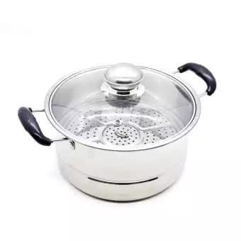 Langseng / Dandang / Steamer Stainless Muliya Tutup Kaca 28 cm