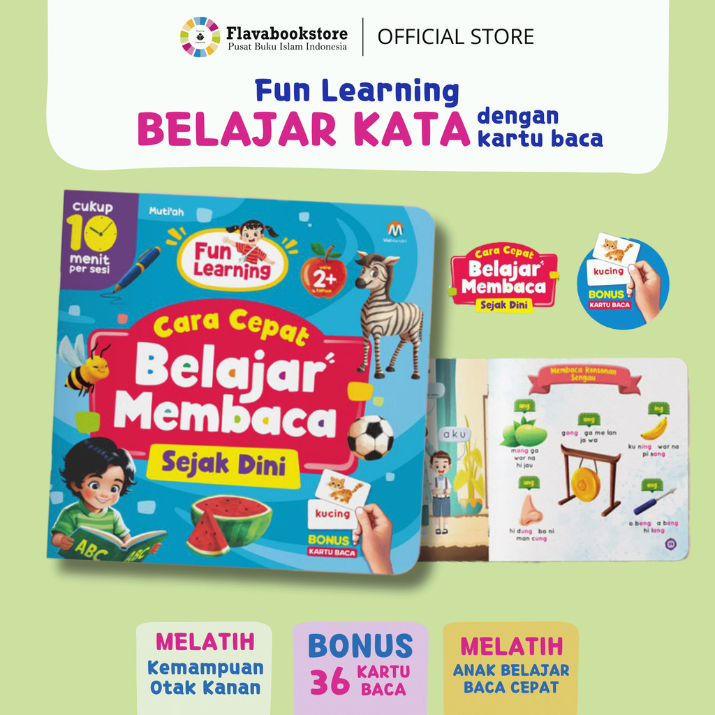 Ziyadbooks Buku Cara Cepat Belajar Membaca Sejak Dini Fun Learning untuk Anak Usia 2 Tahun + PAUD TK
