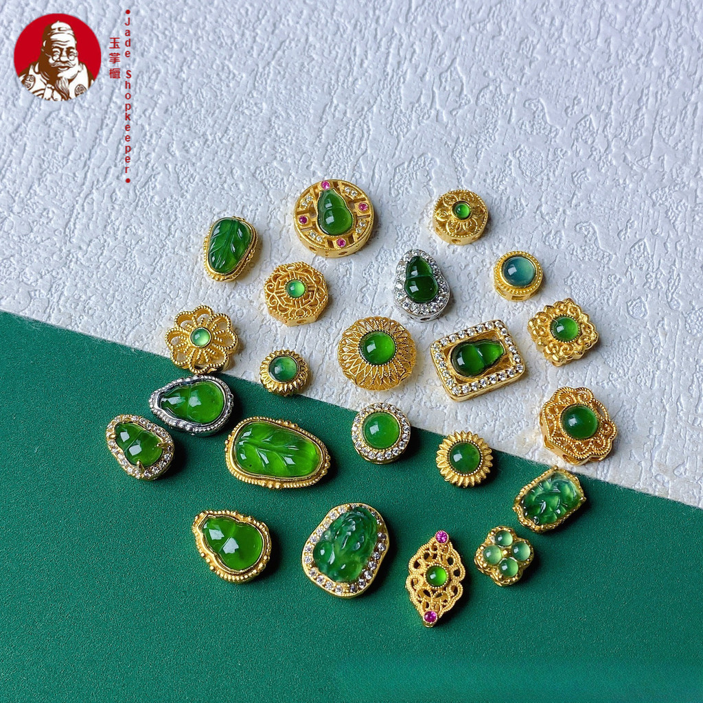 925 manik-manik tenunan gelang berlapis perak kuno, tatahan berongga, aksesori jadeite alami, labu P