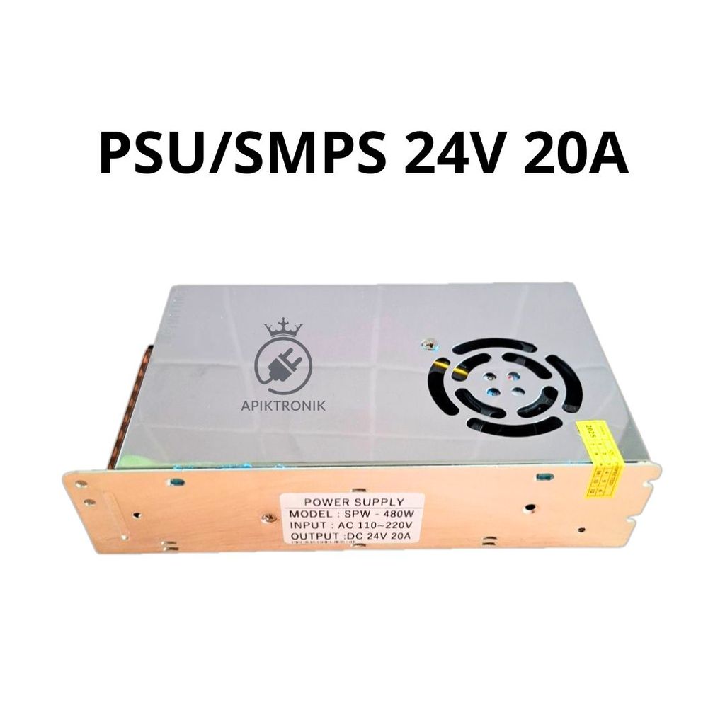 Power Supply SMPS 24V 20A 480 Watt Input Selector 110V 220V Output DC 24 Volt 20 Amper