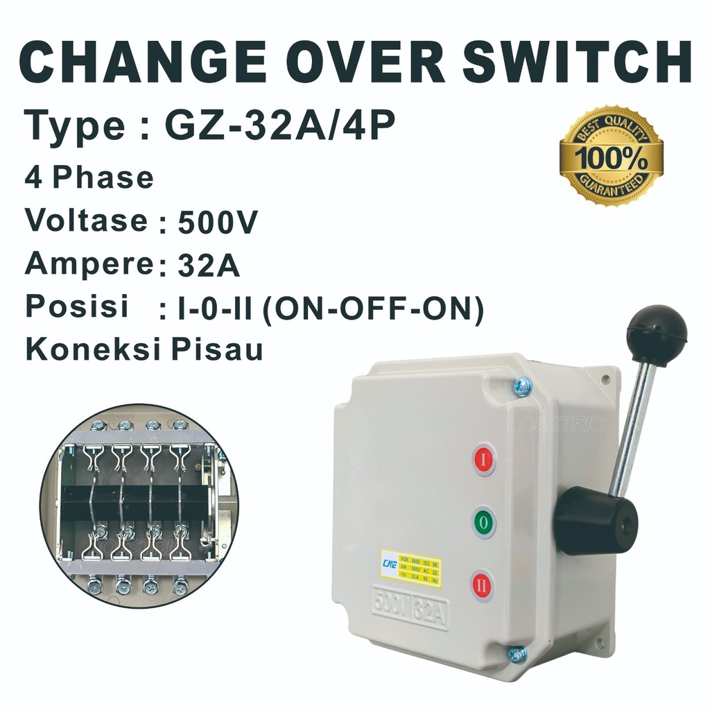 COS MODEL PISAU CHANGE OVER SWITCH MANUAL SAKELAR GZ-32A 4P I-0-II (ON-OFF-ON)
