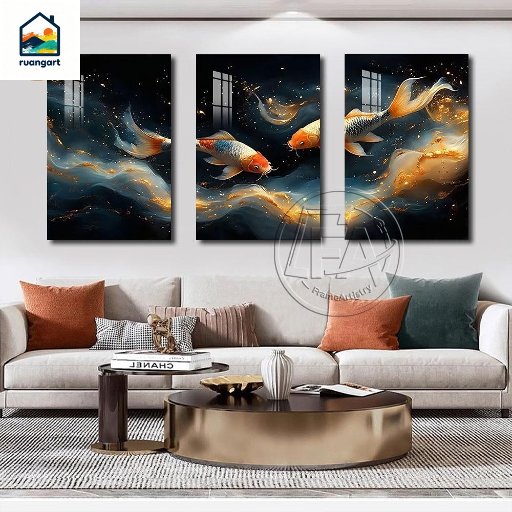 Lukisan Hias Dinding Berkah Ikan Koi Dekorasi Rumah Pajangan Lukisan Dekorasi Lukisan Hiasan Dinding