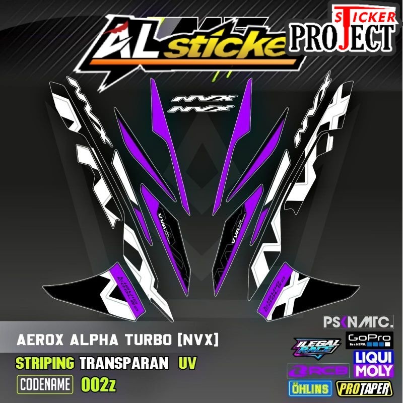 Decal Sticker Striping Variasi Transparan Uv All New Aerox Alpha NVX Aerox Turbo NVX All New Aerox A