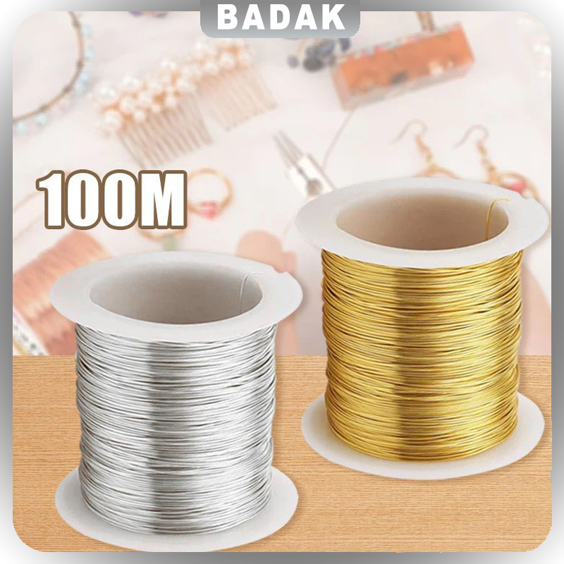 100m Kawat Manik Manik 0.3mm/Warna Emas Silver/Untuk Membuat Perhiasan Diy/Tali Kawat Manik-Manik Ta