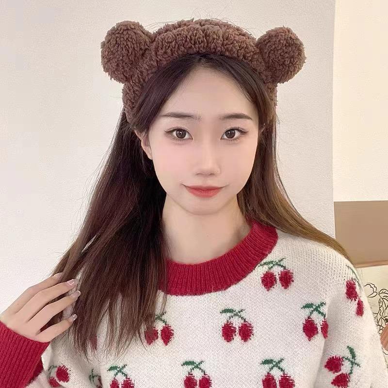 COD  BANDANA WOL 2 POMPOM LUCU ALA KOREA / BANDANA BENTUK POMPOM LUCU WANITA KOREA