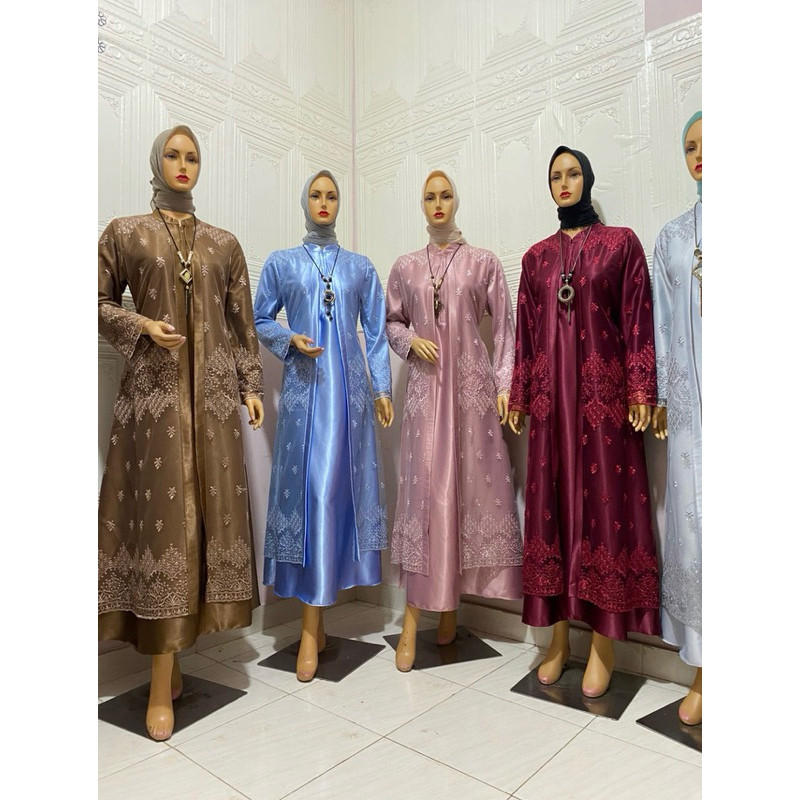 ASMARA GAMIS KHAIRA SATIN KRISTAL IMPORT MIX TILE GAMIS PESTA MEWAH ELEGAN  GAMIS KONDANGAN GAMIS WA