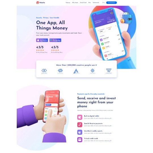 Mosto v4.3 - App Landing Page HTML Web Template (82 Home, 92 Inner, 16 Blog Pages)