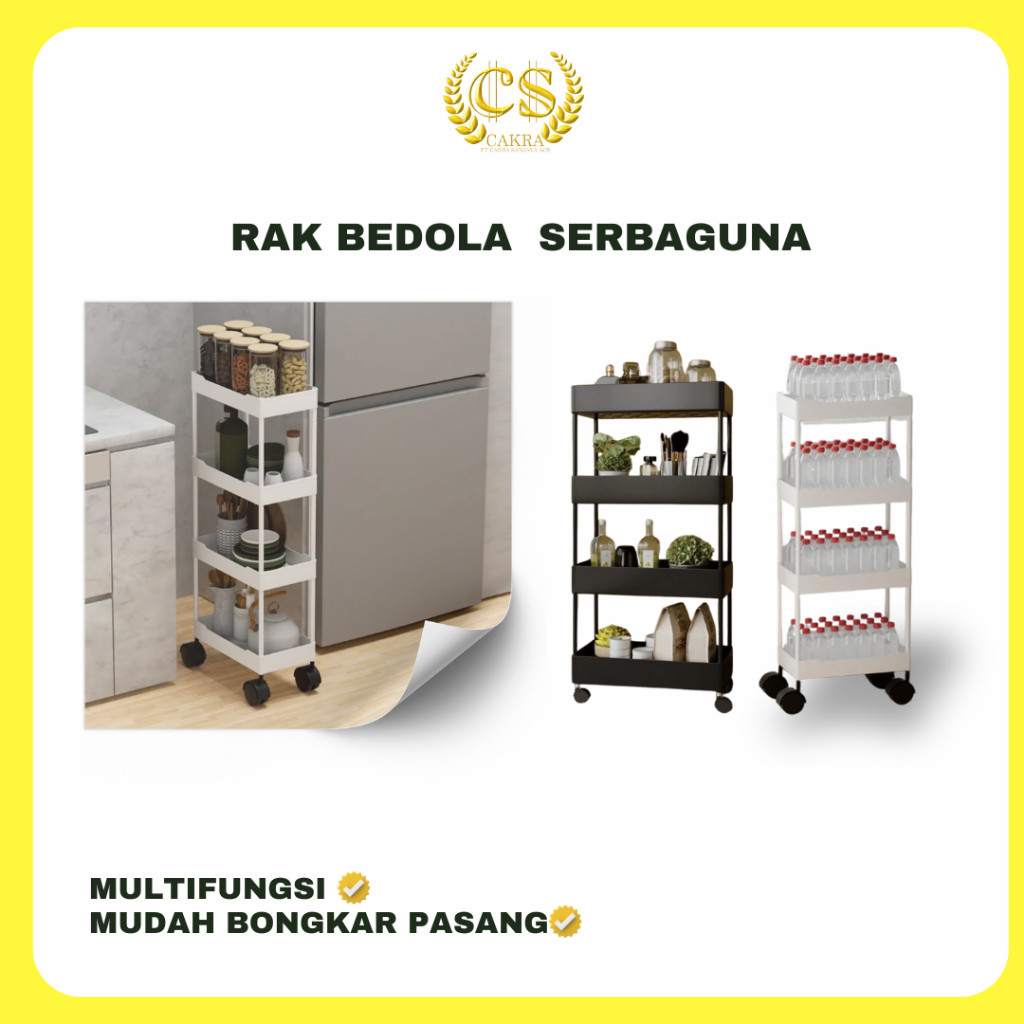 Rak Serbaguna Buku Portable / Rak susun / Rak Bumbu Dapur / Rak Sudut Tempat Penyimpanan / Troli / T