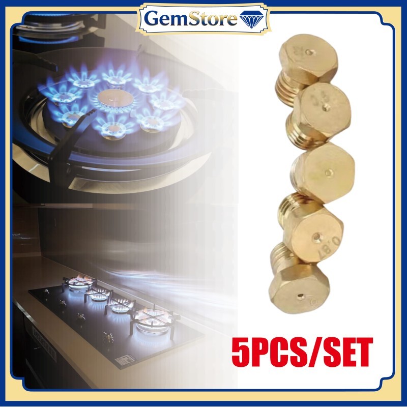 5PCS/Set Spuyer Kompor Tanam Modena Bahan Kuningan Ukuran 0.5/0.7/0.87/1.02MM Fungsi Regulasi Api Ta