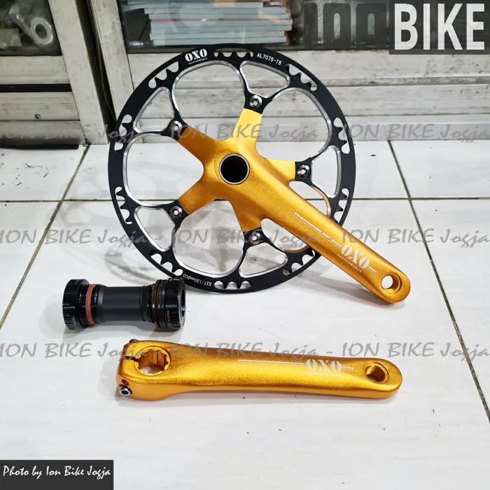 Crankset Oxo 56T Gold Black Hollowtech 2 BB HT2 Crank 56 T Single Seli