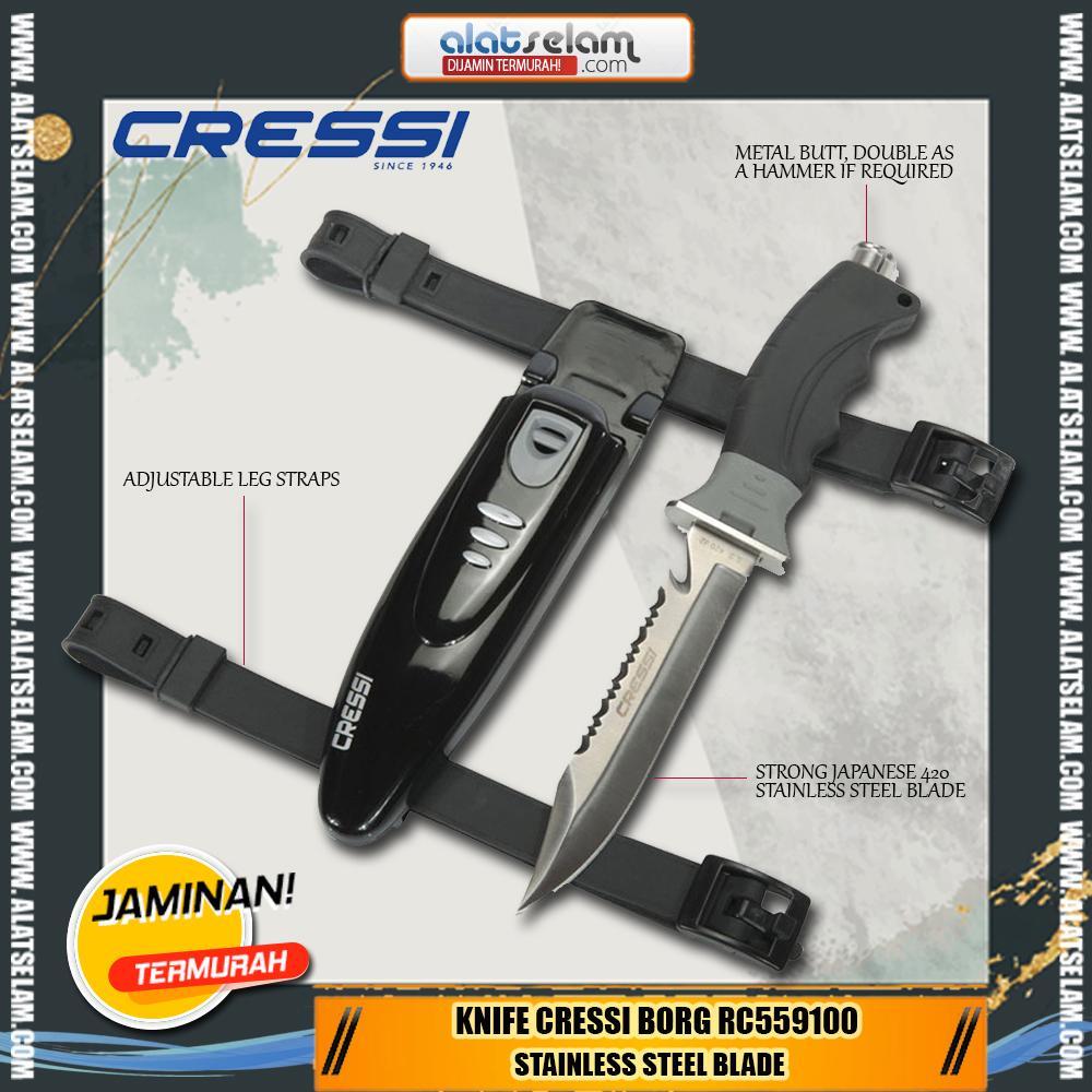 Knife Cressi Borg RC559100 / Peralatan Selam / diving knife / Pisau Selam / Pisau air / Pisah Selam 