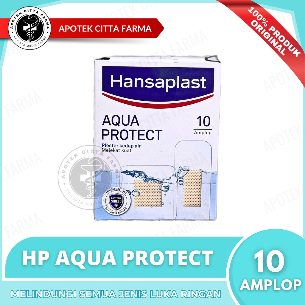 Hansaplast Aqua Protect 1 Box @ 10 Amplop @ 6 Lembar - Kedap / Tahan Air / Waterproof / Pelindung Lu