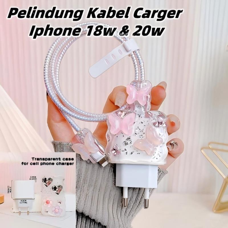 Pelindung Charger Iphone 3D Motif Pelindung Kabel & Kepala Charger Iphone 18w&20w Pelindung Adaptor 