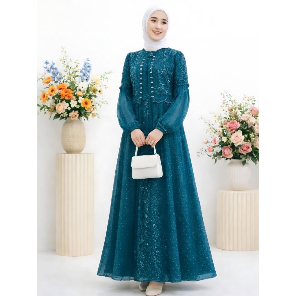Erika Gamis Brukat Jumbo Mewah Cantik Outfit Gamis Pesta Kondangan Cl
