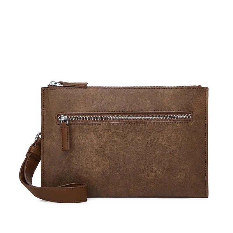 dompet Vintage Brown PU Leather Clutch Bag for Men