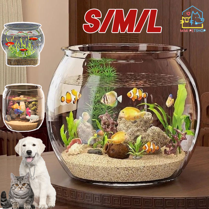 5 Size Toples Plastic Aquarium Tank Cupang Estetik Pet Fish Bowl  Aquarium Bulat Aquarium Ikan Hias