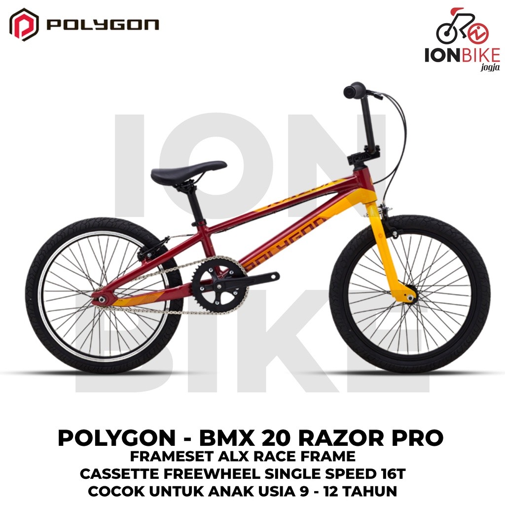 Sepeda BMX 20 Inch Polygon Razor PRO Frame Alloy Ringan Terbaru Lomba Balap Anak SD SMP SMA Street B