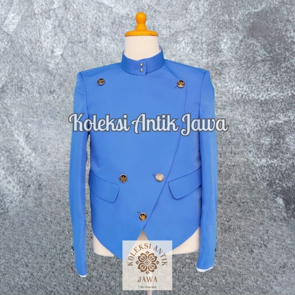 Beskap Solo Krowok Alusan Biru Denim