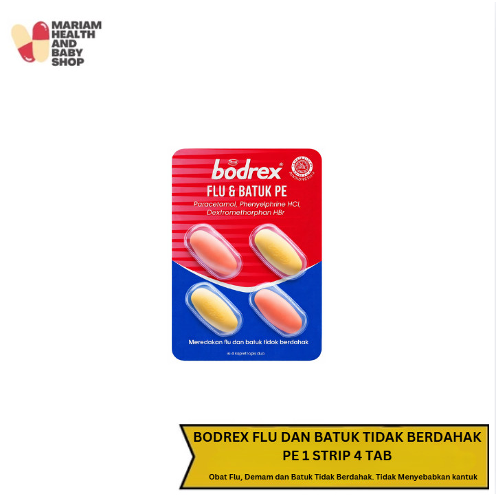 Bodrex Flu dan Batuk Tidak Berdahak PE 1 STRIP - Obat Flu Pilek Hidung Tersumbat & Batuk Tidak Berda