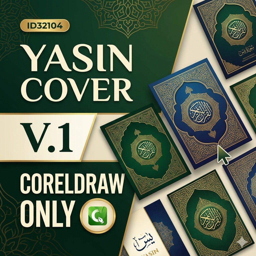 ID32104 - Yasin Cover CorelDRAW Only V.1 | Koleksi Template Eksklusif untuk Desain Sampul Yasin Prof