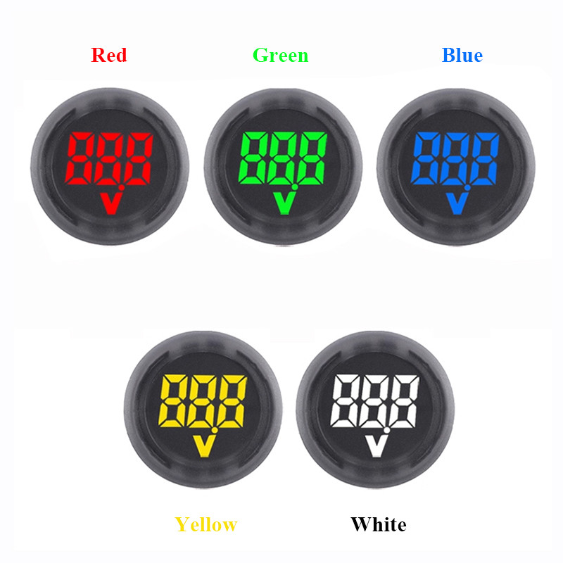 DC 12V 24V 36V 48V 60V 72V LED gital Voltmeter Two-wire Circular Panel Voltage Gauge Volt Monitor De