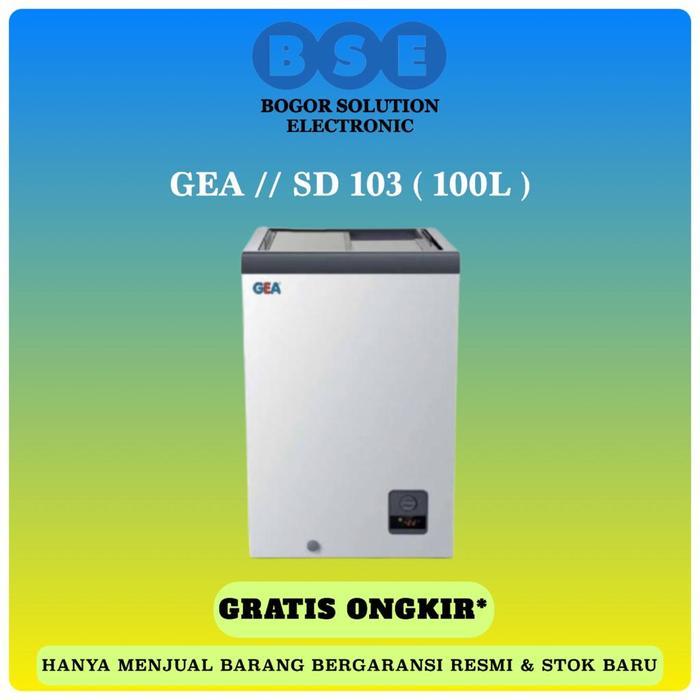 Freezer Sliding Flat Glass GEA SD-103 100 Liter Freezer Sliding Kaca