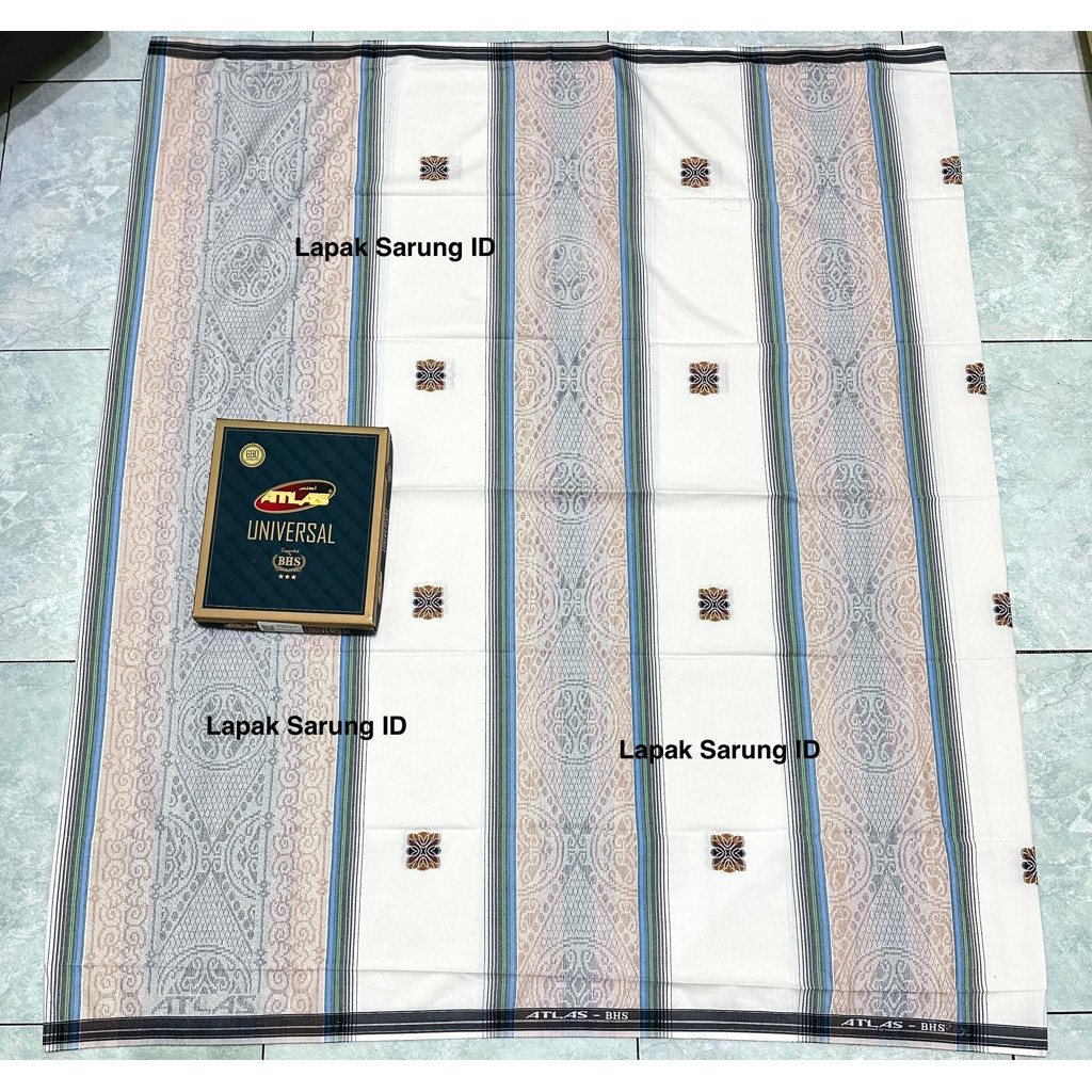 Sarung ATLAS Universal 690 Jacquard Songket Warna Putih | Sarung ATLAS Songket Putih