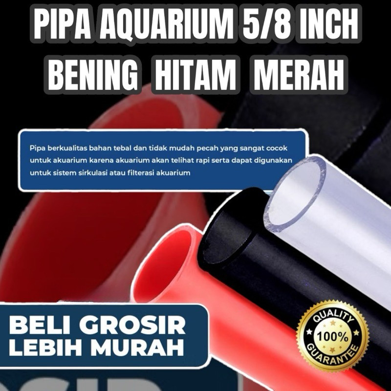 Pipa paralon hitam dan bening panjang 50cm filter aquarium aquascape ukuran 5/8
