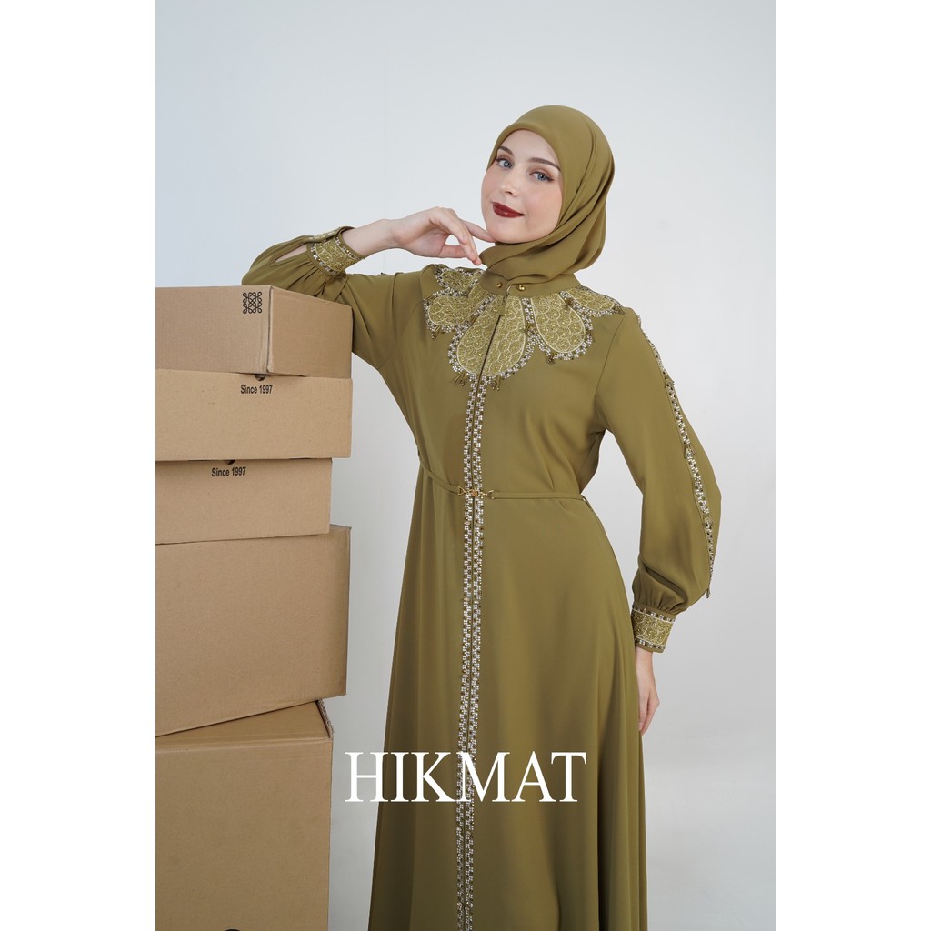 Hikmat Original Fashion A3565 - Abaya Hikmat  - Noerbutikmuslim - Gamis lebaran - Gamis Mewah - Gami
