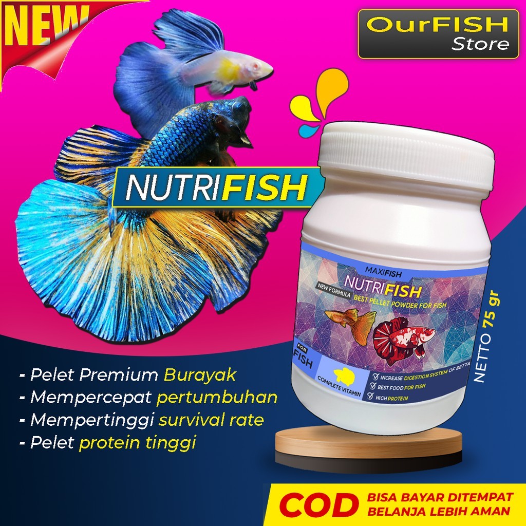 ready gas OURFISH - Pakan Pelet Burayak Cupang Nutrifish Galaxy Louhan Koi Molly Guppy Tetra Neon