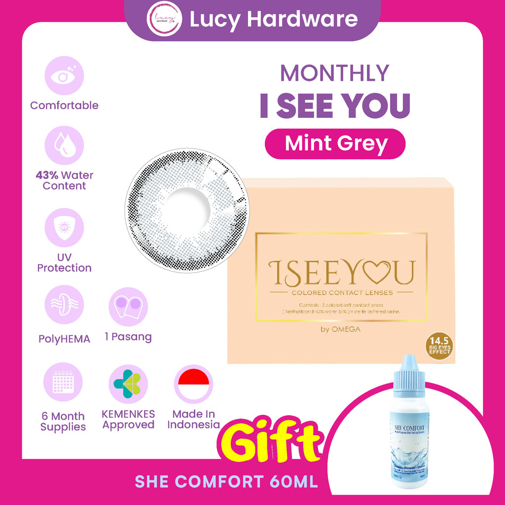 CLEARANCE SALE I See You Mint Grey Bulanan Softlens Warna