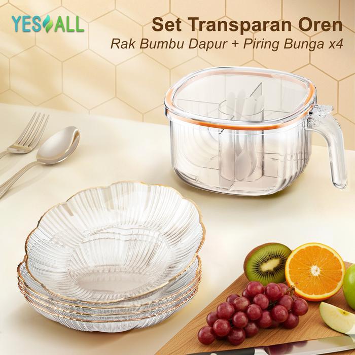 NEW YESALL Tempat Bumbu Dapur set 4 in 1 Free Sendok & Piring Aesthetic Wadah Toples Bumbu Dapur 4 S
