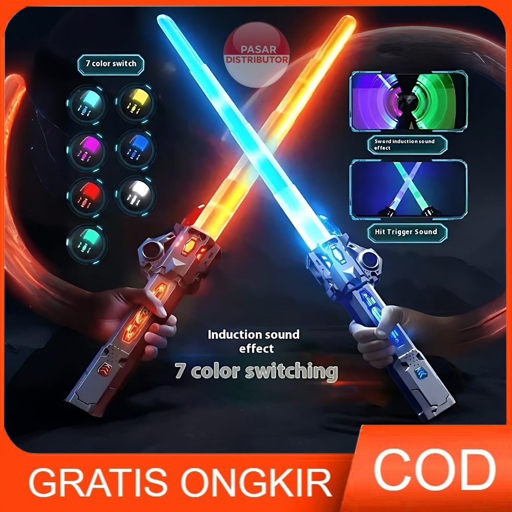 TERMURAH LIGHT SABER TELESCOPIC Mainan Pedang Laser Light Saber LED Lampu Anak LED