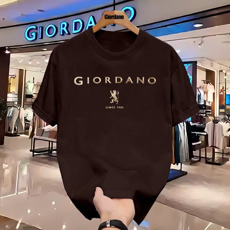Giordano Short Sleeve Pria Original Cotton Print Kaos Santai Keren Tee