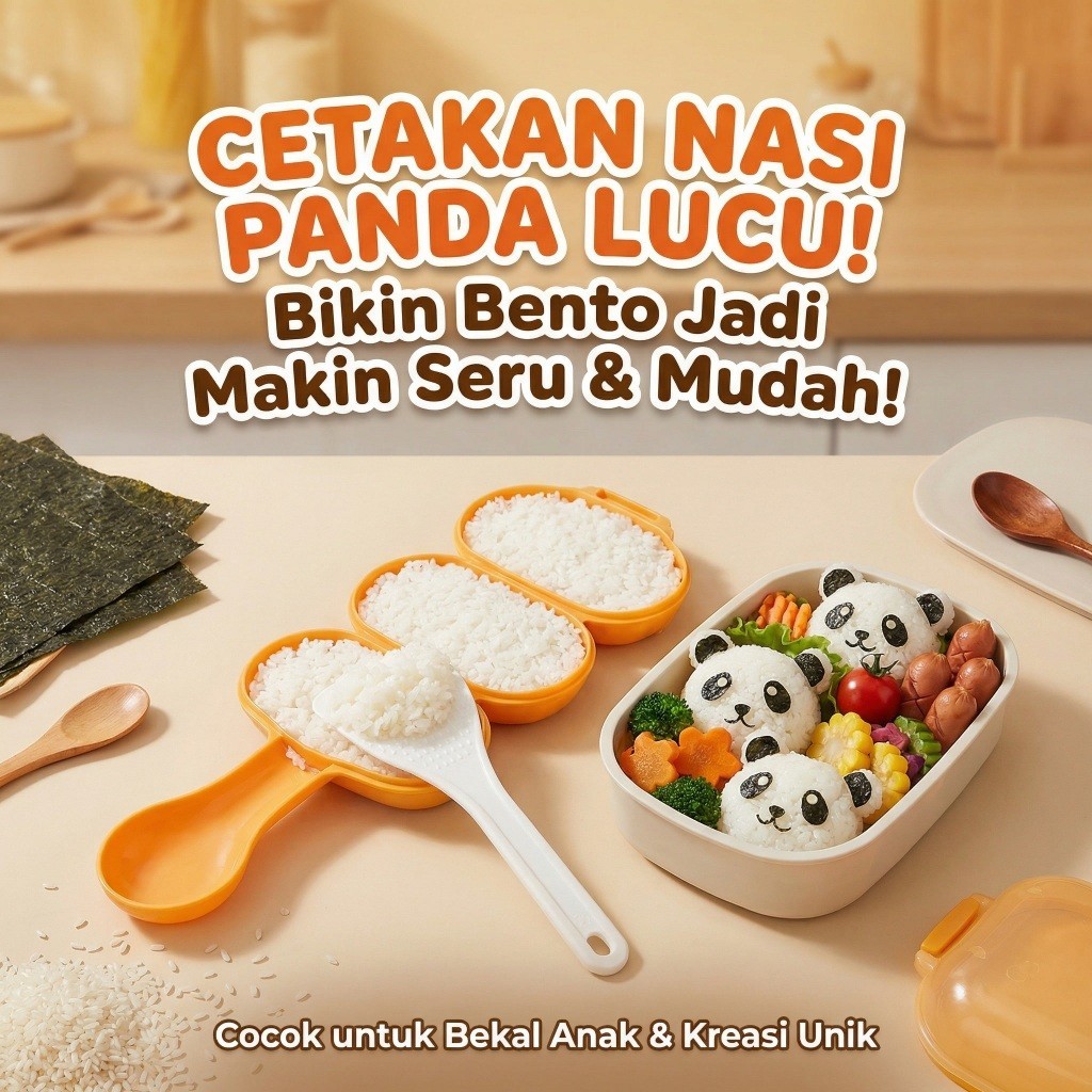 Cetakan Nasi Bola Bento Rice Ball Shaker Dengan Centong Anti Lengket Mold Maker Onigiri Sushi Maker 