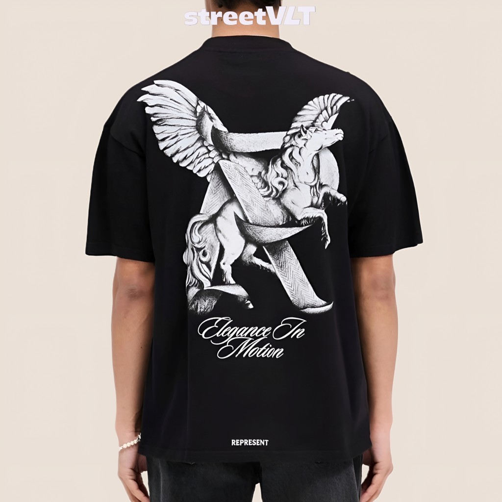 HOT Represent UK Elegance In Motion Jet Black Tee Original