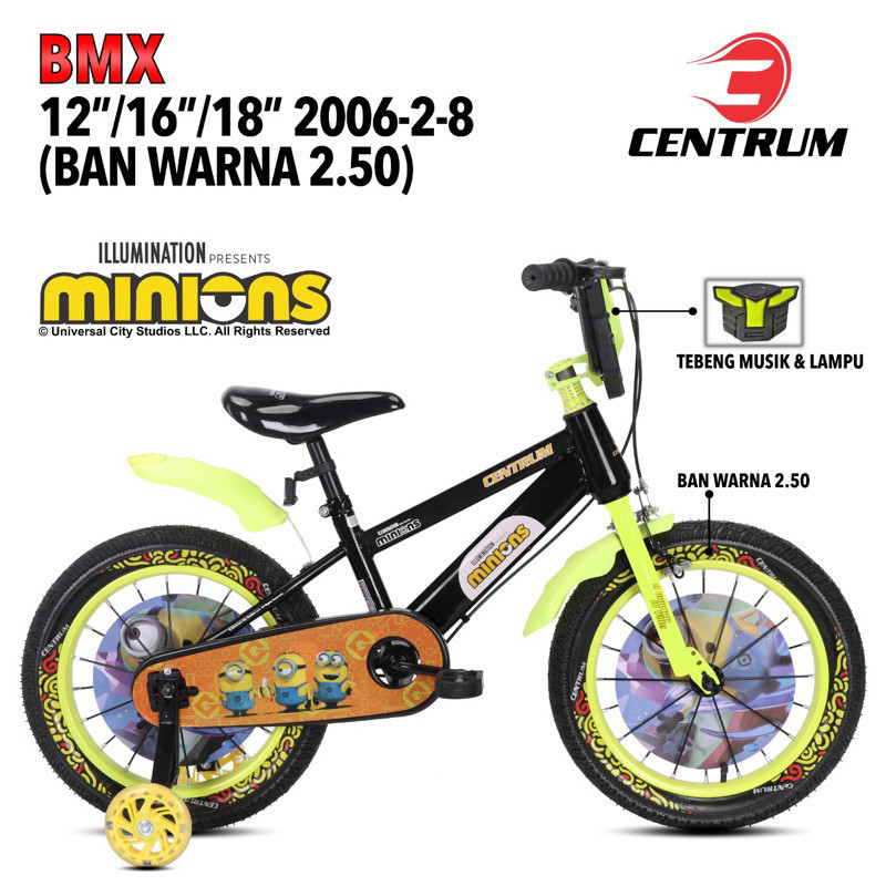 [FREE BEL] Sepeda Bmx 12 16 18 Inch Centrum Minions 2006-2-8 New UNTUK ANAK USIA 8-12 TAHUN