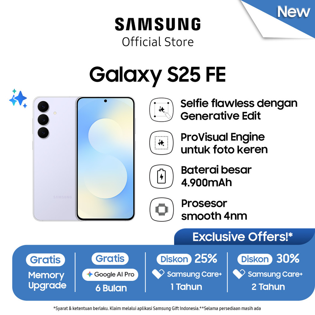 [Free Upgrade From 256GB] Samsung Galaxy S25 FE 8/512GB - Icyblue