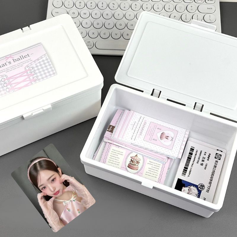 Idol Cards Storage Box Photo Card Storage Box White Packing Supplies Card Collection Organizer Stati