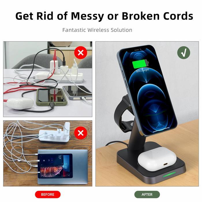 Acefast 3 IN 1 MAGNETIC WIRELESS CHARGING STAND HOLDER FOR APPLE DEVICES - Acefast