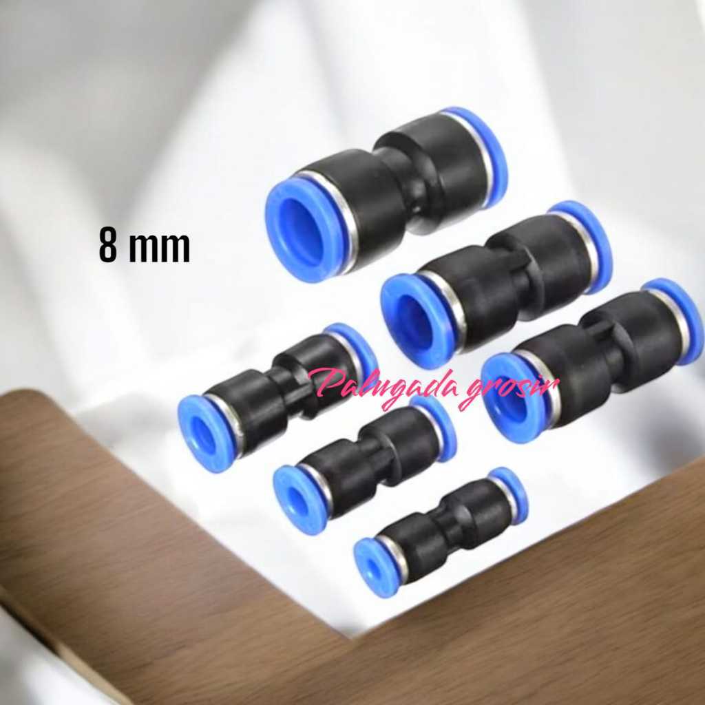 promo Fitting type PU 8mm Fitting lurus selang ke selang ukuran 8mm x 8mm
