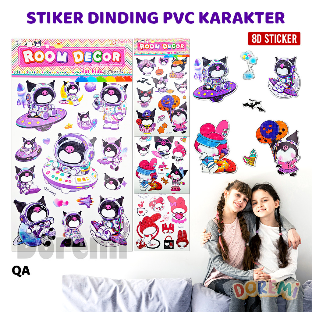 DOREMI Stiker Dinding PVC Karakter Timbul 8D Wall Sticker Room Decor Hiasan Aksesoris Ruangan Anak