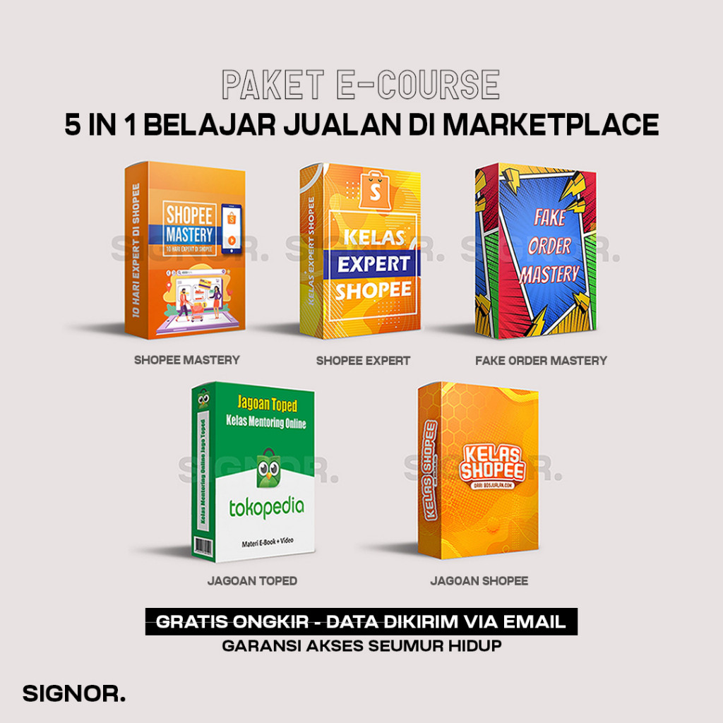 [P8534] Paket 6 In 1 Jagoan Toped Dan Jago Shopee - Belajar Sukses Bisnis Jualan Online Di Marketpla