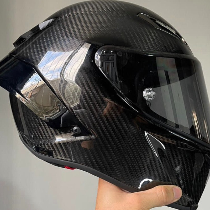 Carbon Fiber Helmet Male All-season Full Face Helmet Motorcycle Racing Car Running Helmet GLOSSY CAR