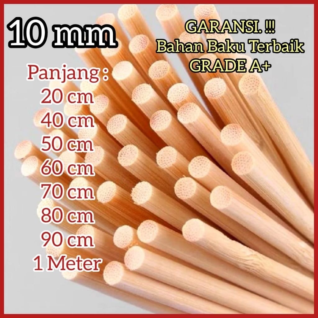 -  - Kayu Dowel Kayu Bulat Diameter 10mm / 1cm Panjang 20cm, 30cm, 40cm, 50cm, 60cm, 70cm, 80cm , 10
