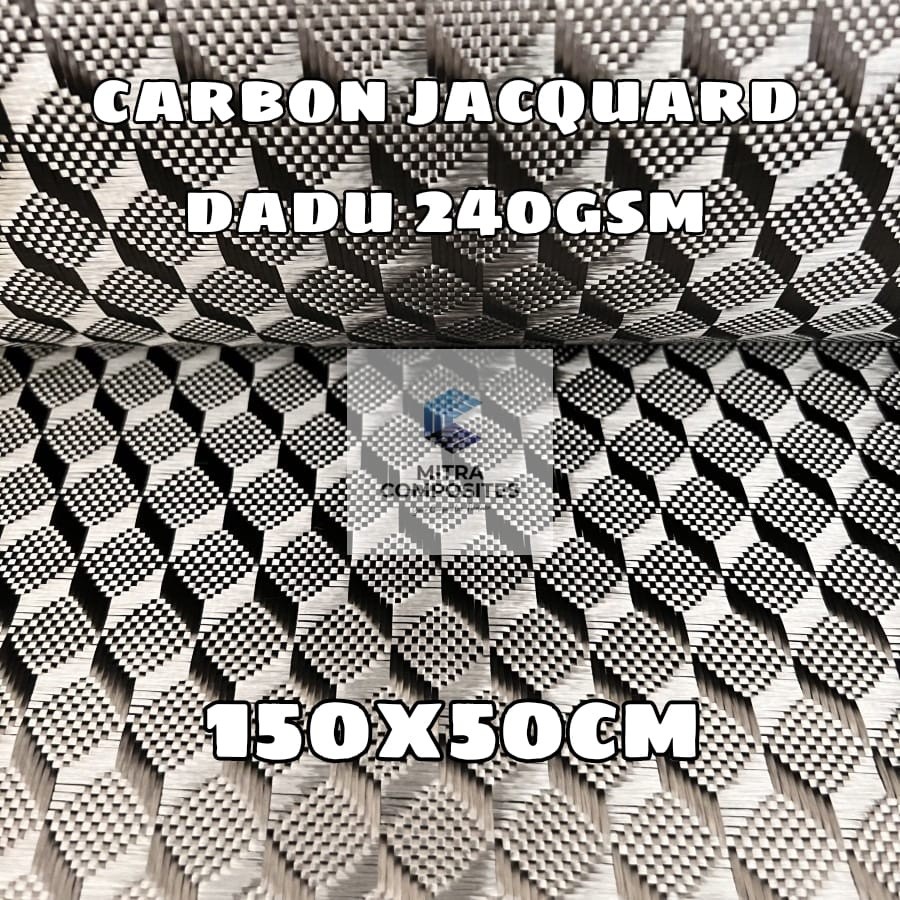 Serat 3K Karbon Carbon Kevlar Fiber Fabric Jacquard 240 gram Kubus Cube