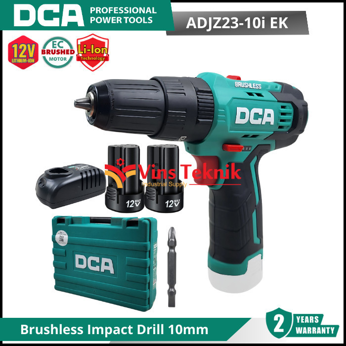 DCA ADJZ23-10i EK Mesin Bor Baterai Cordless Brushless Impact Drill 10mm 12V ADJZ23-10iEK