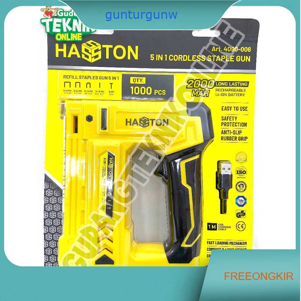Staples Gun CORDLESS 5in1 5 Fungsi HASSTON 4090-006  / Alat Stapler Staples Steples Paku Model Temba
