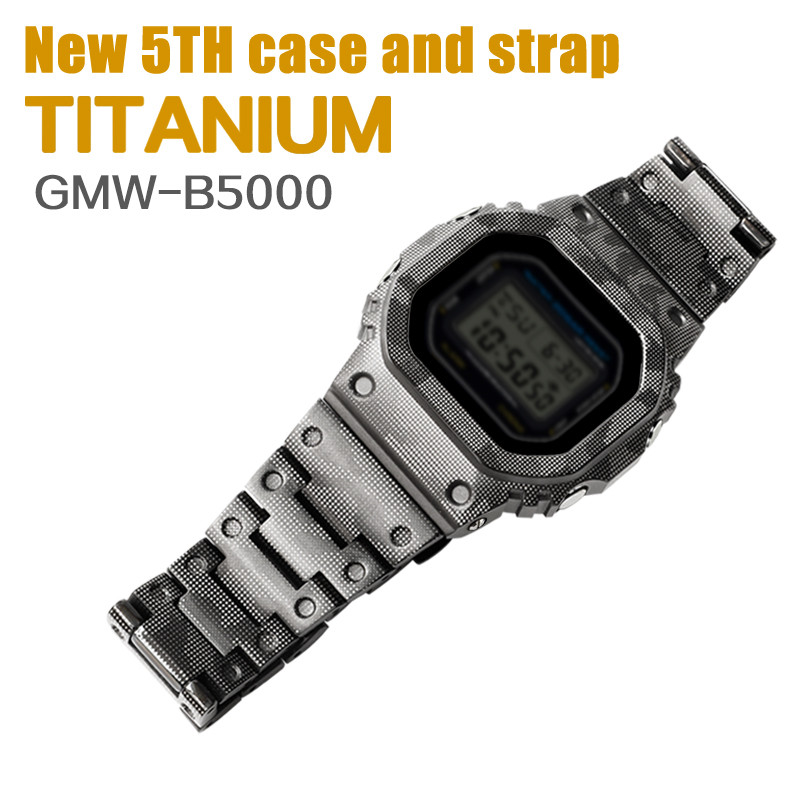 Titanium Case GMW-B5000 Camouflage Mod Kit For Casioak Watch GMWB5000 Mech Style Metal Bezel Strap W