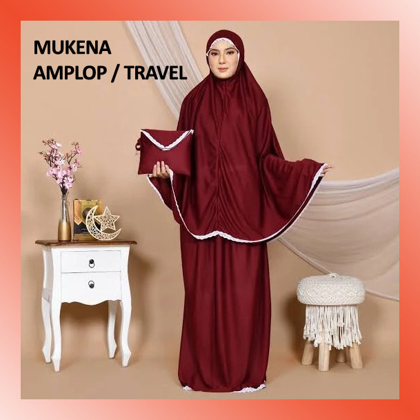 LAMMORO > JA15 Mukena AMPLOP Travel Traveling Dewasa Jumbo Polos Mini Motif Souvenir Murah Warna War